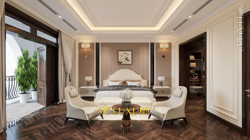 Bố trí không gian nội thất phòng ngủ đẹp cho biệt thự cao cấp thiết kế biệt thự