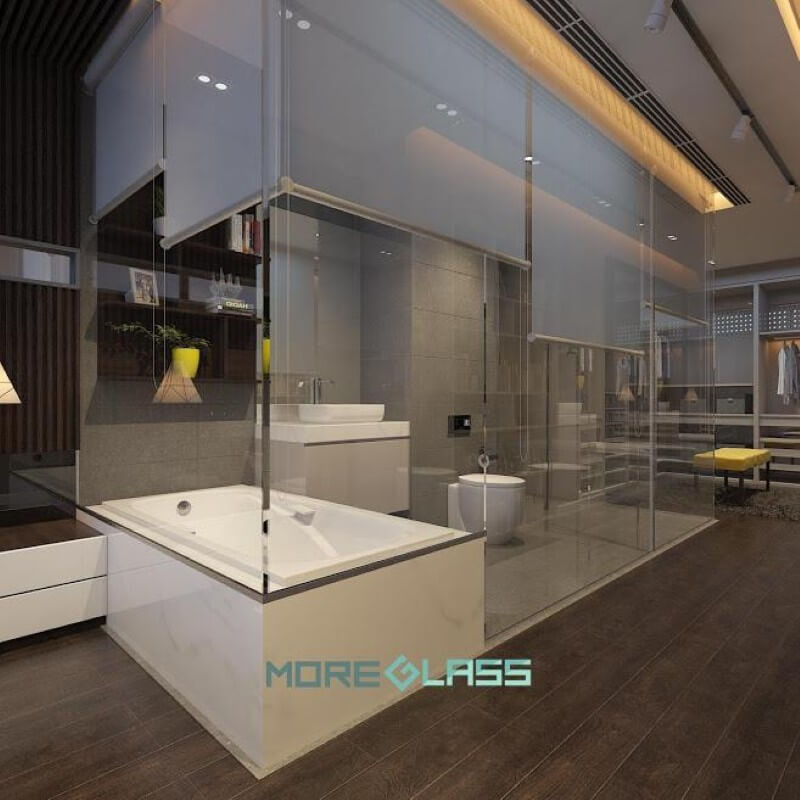 Thiết kế phòng tắm chung cư cao cấp với kính cường lực an toàn mang phòng cách hiện đại thiết kế biệt thự