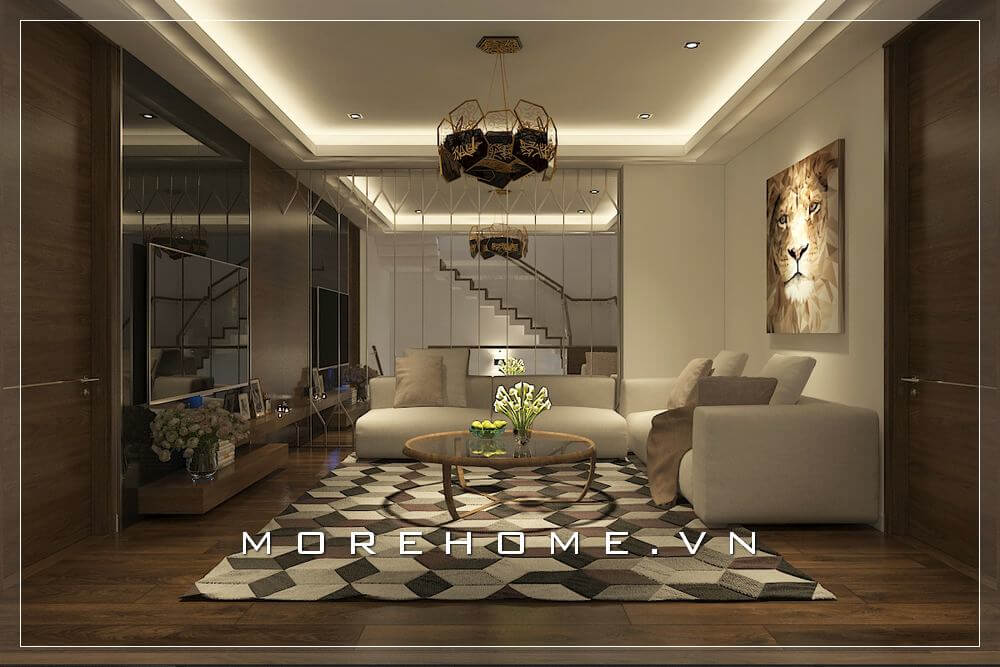 Thiết kế nội thất phòng khách nhà phố phong cách hiện đại, thoải mái và sang trọng Thiết kế biệt thự