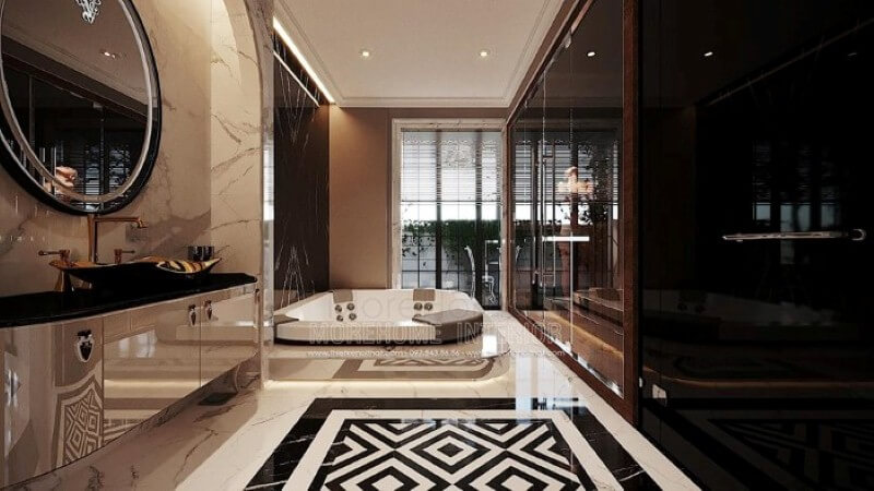 Sắp xếp nội thất phòng tắm đẹp, sang trọng tại biệt thự Vinhomes Imperia Hải Phòng. thiết kế biệt thự