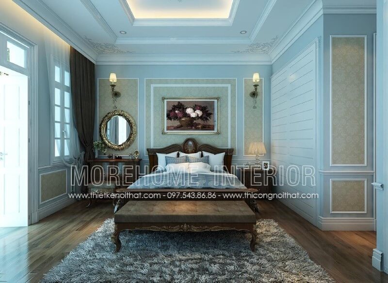 Với 100% gỗ óc chó nhập khẩu, Morehome mang đến cho bạn sản phẩm giường ngủ tân cổ điển bằng gỗ óc chó đẹp sang trọng thiết kế biệt thự