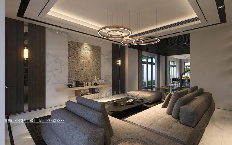 Kệ trang trí tường đẹp, sang trọng cho phòng khách biệt thự, nhà phố. Thiết kế biệt thự